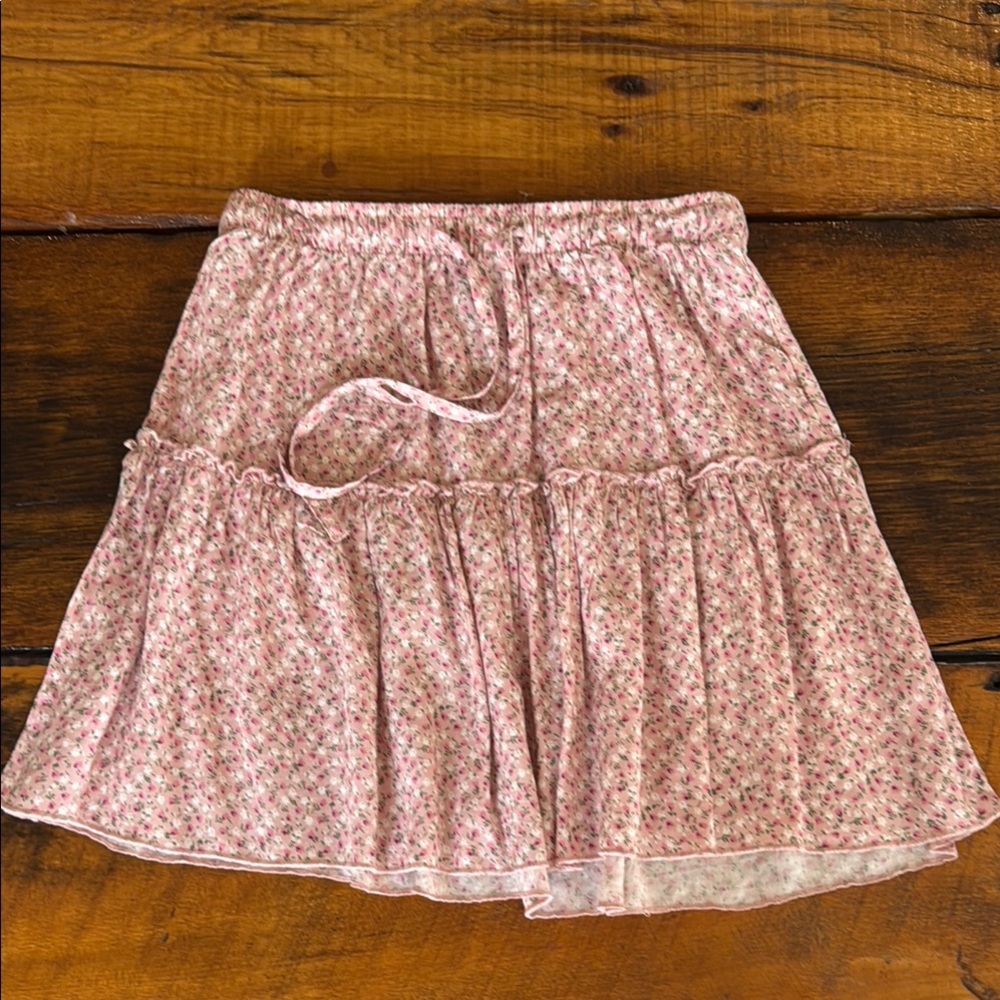 Indigo Rein Pink Skater Mini Skirt with Smocked Tiered Design